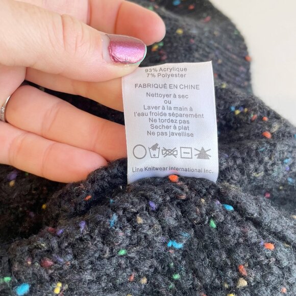 John + Jenn Black Cropped Knit Cardigan Sweater M V-Neck Tie Back Relaxed Fit - Picture 4 of 7